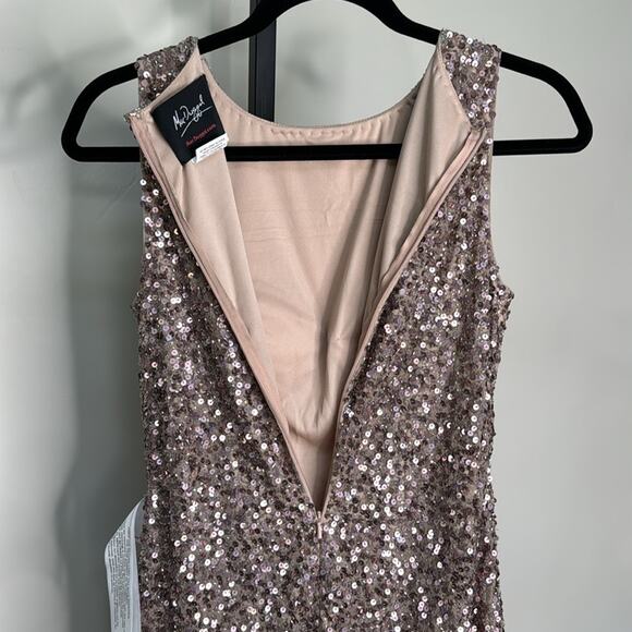 NWT MAC DUGGAL Rosewood Sleeveless Sequined Midi Sheath Dress Women’s - Picture 9 of 11